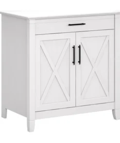 Bush Business Furniture Bush Furniture Key West Secretary Desk With Storage Cabinet In Pure White Oak