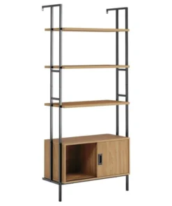 Sauder New Hyde Engineered Wood Wall Mounted Bookcase In Serene Walnut