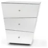 Zuri Furniture Modern Vailan Side Table Clear Mirrored Glass Finish 3 Drawers Clear Pulls