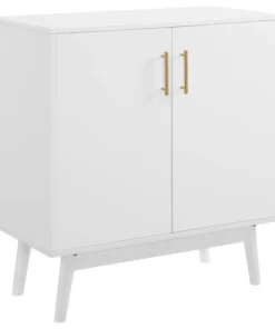 Walker Edison Bella 30" Mid Century Modern Accent Cabinet - White