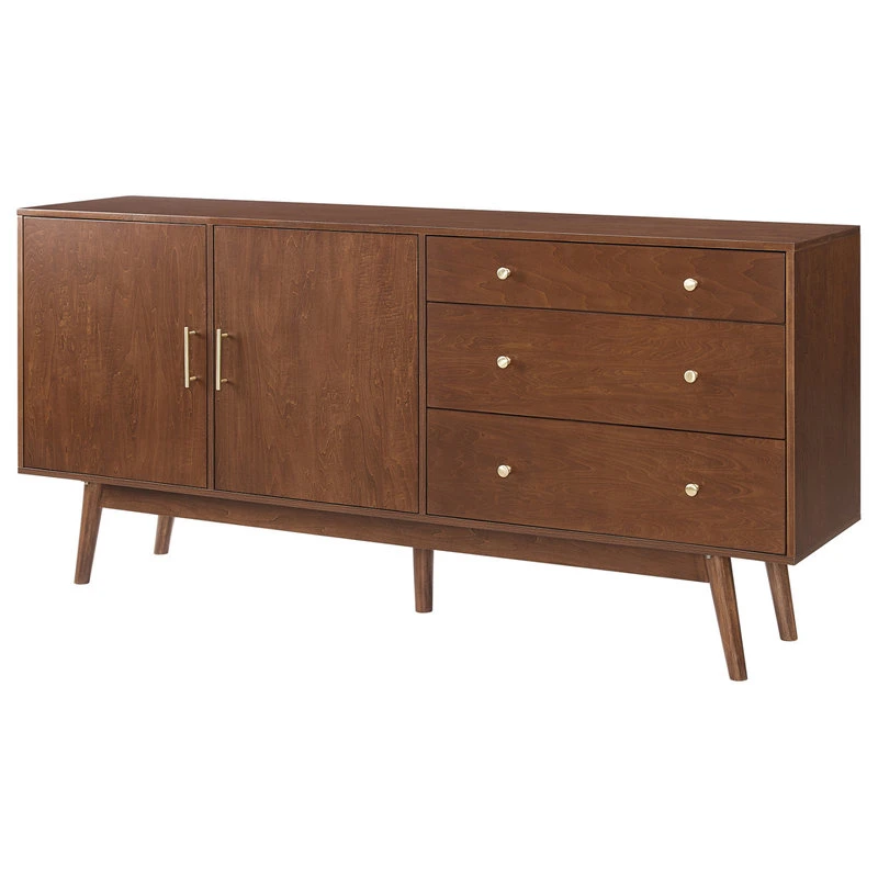 Walker Edison 70" Mid Century Modern 3 Drawer, 2 Door Sideboard, Walnut 2 Walker Edison 70" Mid Century Modern 3 Drawer, 2 Door Sideboard, Walnut - Image 2