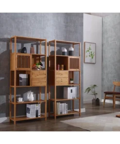 Boraam Industries, Inc. Selma Bamboo Bookcase, Left Facing Spindle Cabinet, Natural -Palace-shop a641aed60dbc3cfb 8528 w800 h800 b0 p0