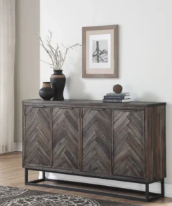 Coast To Coast Imports, LLC Aspen Court 4-Door Media Credenza, Aspen Court Herringbone -Palace-shop a651a49c0b350ede 6262 w800 h800 b0 p0