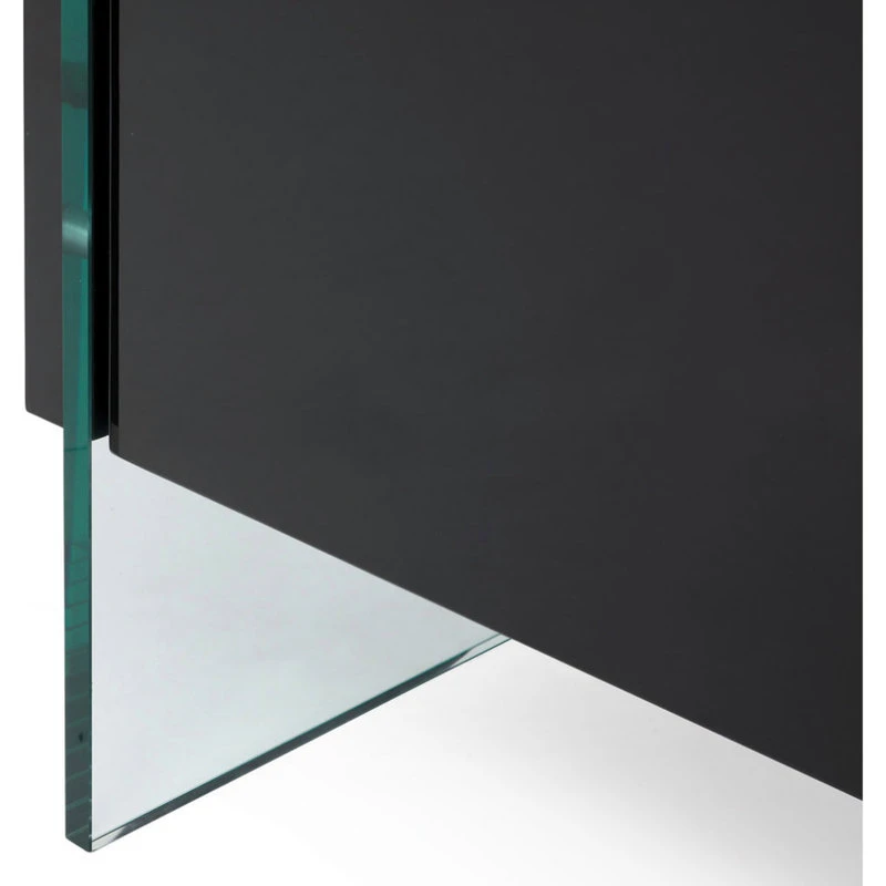 Zuri Furniture Modern Art Buffet Black Lacquer Cabinets Tempered Glass Base 7 Zuri Furniture Modern Art Buffet Black Lacquer Cabinets Tempered Glass Base - Image 7