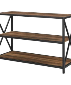 Walker Edison 40" X-Frame Metal And Wood Media Bookshelf, Rustic Oak -Palace-shop a7914d1c01afe57f 2910 w800 h800 b1 p0