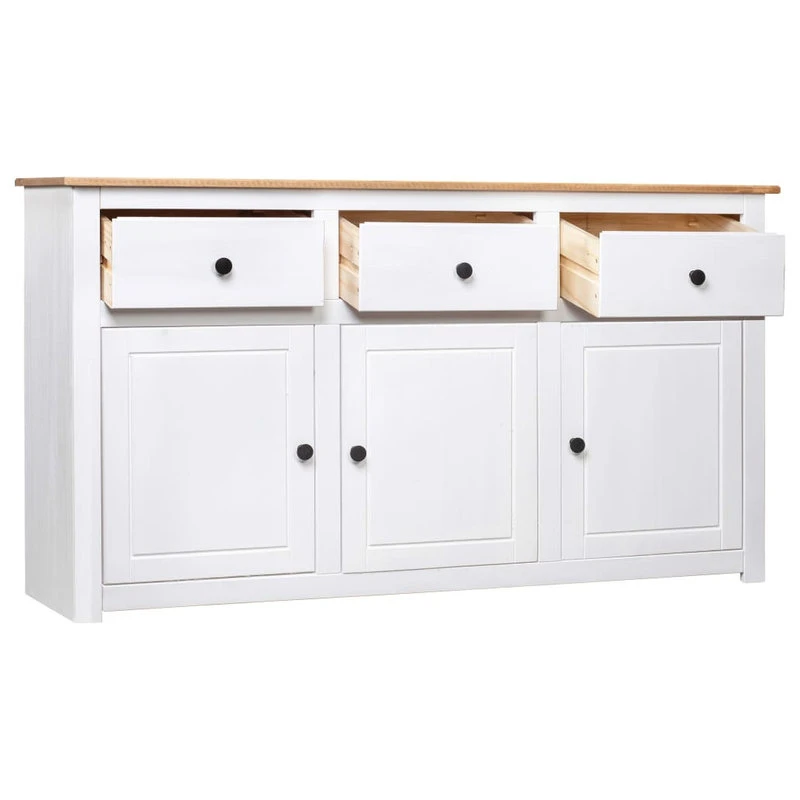 Vida XL International B.V. VidaXL Solid Wood Pine Sideboard White Panama Range Storage Cabinet Furniture 3 Vida XL International B.V. VidaXL Solid Wood Pine Sideboard White Panama Range Storage Cabinet Furniture - Image 3