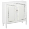 Pilaster Designs Belinda 2 Door Accent Display Cabinet With Storage Shelf, Faux Leather, White