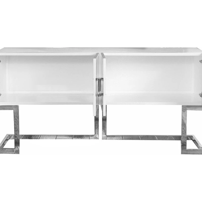Meridian Furniture Beth Sideboard/Buffet, White, Chrome Base/Handles 2 Meridian Furniture Beth Sideboard/Buffet, White, Chrome Base/Handles - Image 2