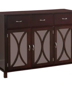 Pilaster Designs Blair Wood Buffet With Mirrored Doors, Espresso