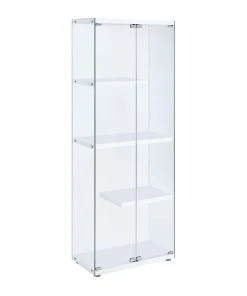 Bowery Hill 68"H Contemporary 3-Shelf Glass Display Cabinet In Clear