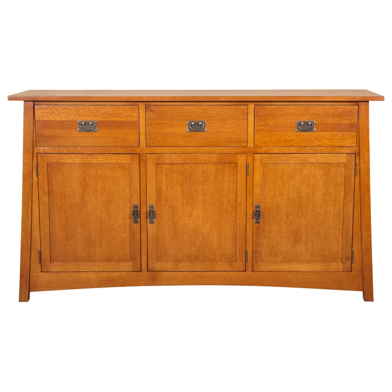 Crafters And Weavers Mission Quarter Sawn Oak 3-Door & 3-Drawer Sideboard, Michael's Cherry 2 Crafters And Weavers Mission Quarter Sawn Oak 3-Door & 3-Drawer Sideboard, Michael's Cherry - Image 2