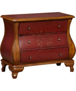 Home Fare Oxblood Red Two-Tone Wooden Bombay 3 Drawer Chest