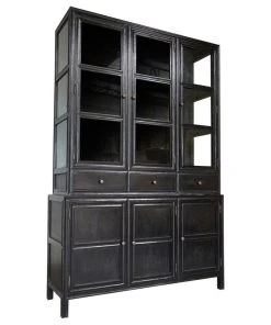 Noir Colonial Hand Rubbed Black Hutch GARM119HB