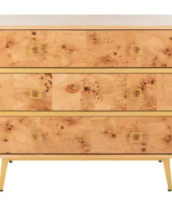 Safavieh Katia 3-Drawer Chest, Natural, Gold