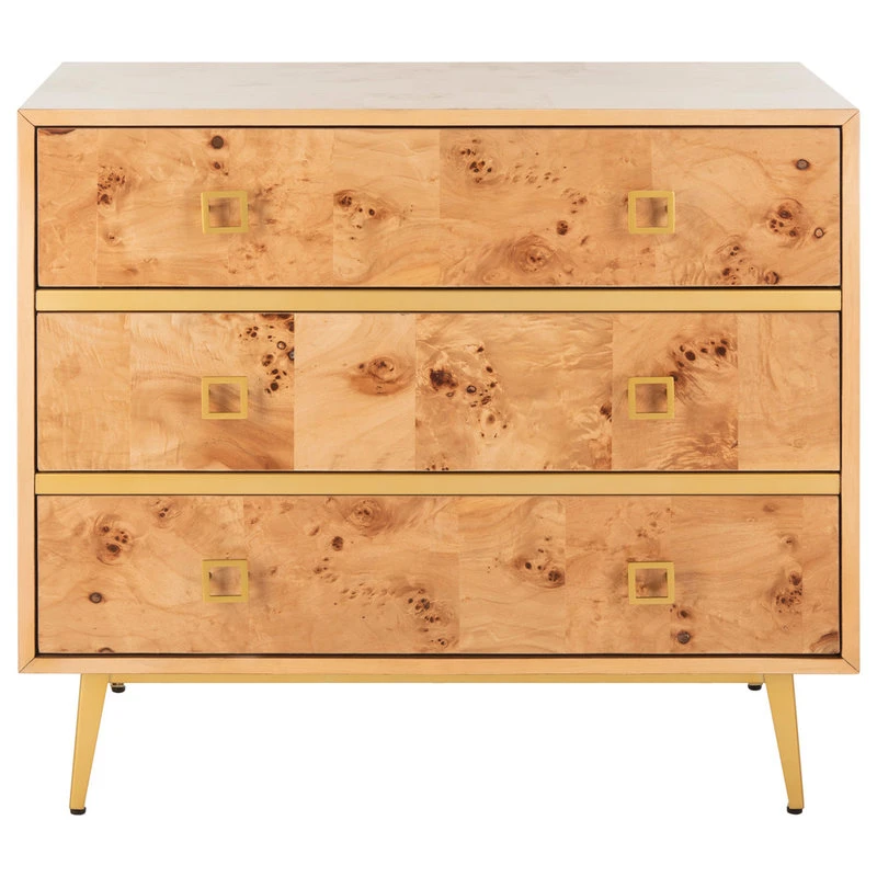 Safavieh Katia 3-Drawer Chest, Natural, Gold 1 Safavieh Katia 3-Drawer Chest, Natural, Gold