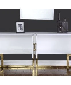 Meridian Furniture Beth Sideboard/Buffet, White, Gold Base/Handles -Palace-shop ac0115d802740cc9 2849 w800 h800 b0 p0