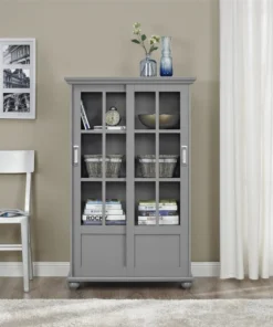 A Design Studio Ashton Oaks Bookcase With Sliding Glass Doors, Soft Gray -Palace-shop ac618f3c0ae8ed30 5978 w800 h800 b0 p0