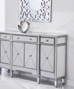 Elegant Furniture & Lighting Silver / Clear 60in. Wide 4 Door Chest From The Danville Collection -Palace-shop acf1002a091cf76f 7608 w800 h800 b0 p0
