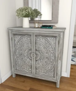 Brimfield & May Farmhouse Gray Wood Cabinet 22670 -Palace-shop adb1b63101897a48 7796 w800 h800 b0 p0