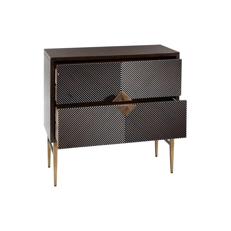 Olliix Madison Park Isabel Hand-Carved 2-Drawer Modern Midcentury Chest, Brown 4 Olliix Madison Park Isabel Hand-Carved 2-Drawer Modern Midcentury Chest, Brown - Image 4