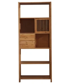 Boraam Industries, Inc. Selma Bamboo Bookcase - Right Facing Spindle Cabinet, Natural