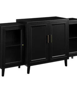 Walker Edison 62" 4-Door Tiered Modern Sideboard, Black