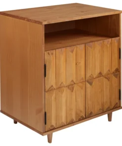 Walker Edison Henry 30" Solid Wood Detailed Door Accent Cabinet, Caramel