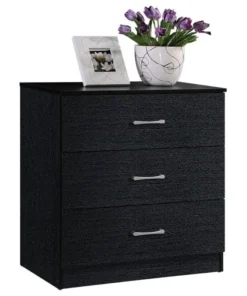 Hodedah Import Inc. 3-Drawer Chest, Black