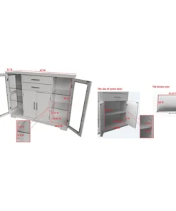 Pilaster Designs Elias Kitchen Storage Sideboard Buffet Cabinet With Glass Doors, Drawers -Palace-shop aff19437091b2481 6016 w800 h800 b1 p0