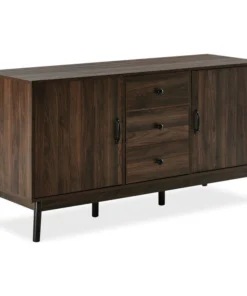 Belleze Sideboard Buffet TV Stand Storage Entertainment Center, Dark Walnut, 57"