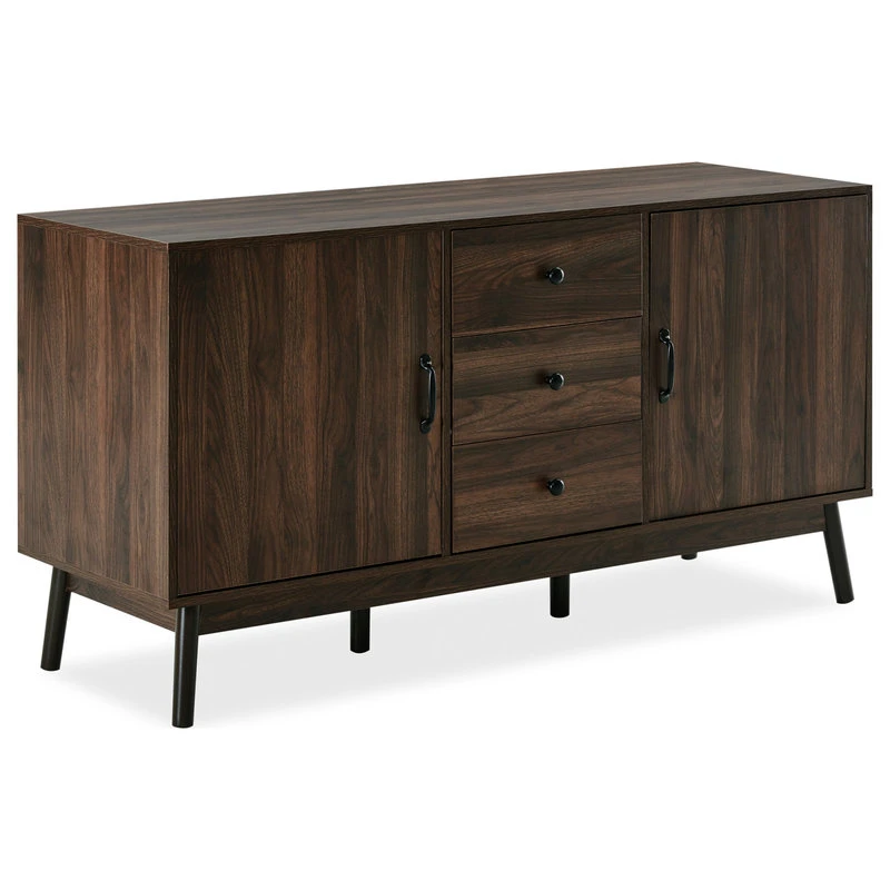 Belleze Sideboard Buffet TV Stand Storage Entertainment Center, Dark Walnut, 57" 1 Belleze Sideboard Buffet TV Stand Storage Entertainment Center, Dark Walnut, 57"