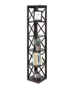 Convenience Concepts Oxford Five-Tier Corner Bookcase In Espresso Wood Finish -Palace-shop b17189450c193214 4140 w800 h800 b1 p0