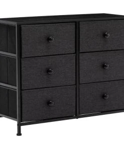 Duhome Elegant Lifestyle 6 Fabric Drawers Steel Frame Double Dresser, Black