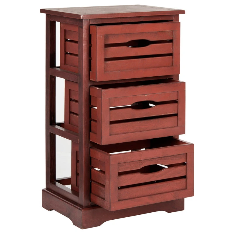 Safavieh Samara 3-Drawer Cabinet, Red 3 Safavieh Samara 3-Drawer Cabinet, Red - Image 3