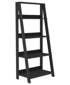 Walker Edison 55" Wood Ladder Bookshelf, Black
