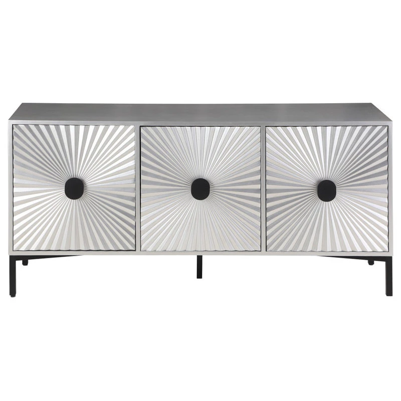 Meridian Furniture Glitz Antique Silver, Matte Black Sideboard/Buffet 4 Meridian Furniture Glitz Antique Silver, Matte Black Sideboard/Buffet - Image 4