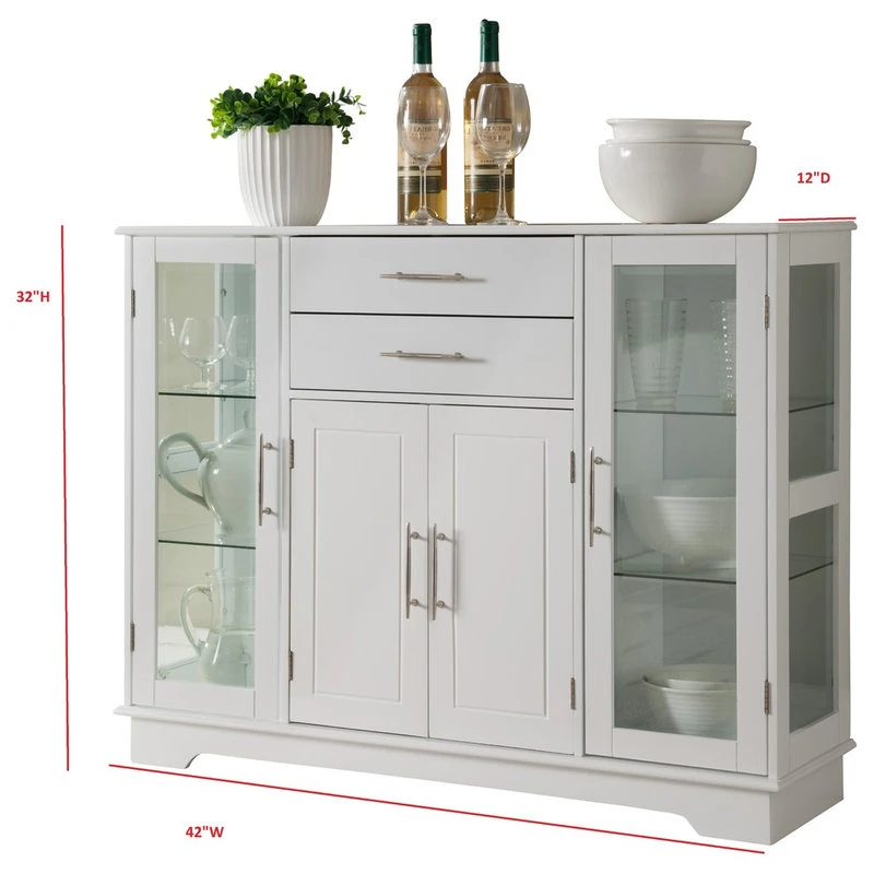 Pilaster Designs Elias Kitchen Storage Sideboard Buffet Cabinet With Glass Doors, Drawers 6 Pilaster Designs Elias Kitchen Storage Sideboard Buffet Cabinet With Glass Doors, Drawers - Image 6