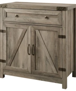 Walker Edison 30" Farmhouse Barn Door Accent Cabinet, Gray Wash