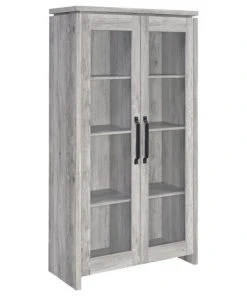 Bowery Hill Traditional 2 Door Wood Curio Cabinet In Grey