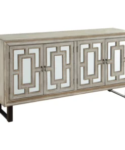 Coast To Coast Imports, LLC 4-Door Media Credenza, Garner Textured Cream