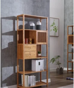 Boraam Industries, Inc. Selma Bamboo Bookcase - Right Facing Spindle Cabinet, Natural -Palace-shop b761ec3b0dbc3d3e 5398 w800 h800 b0 p0