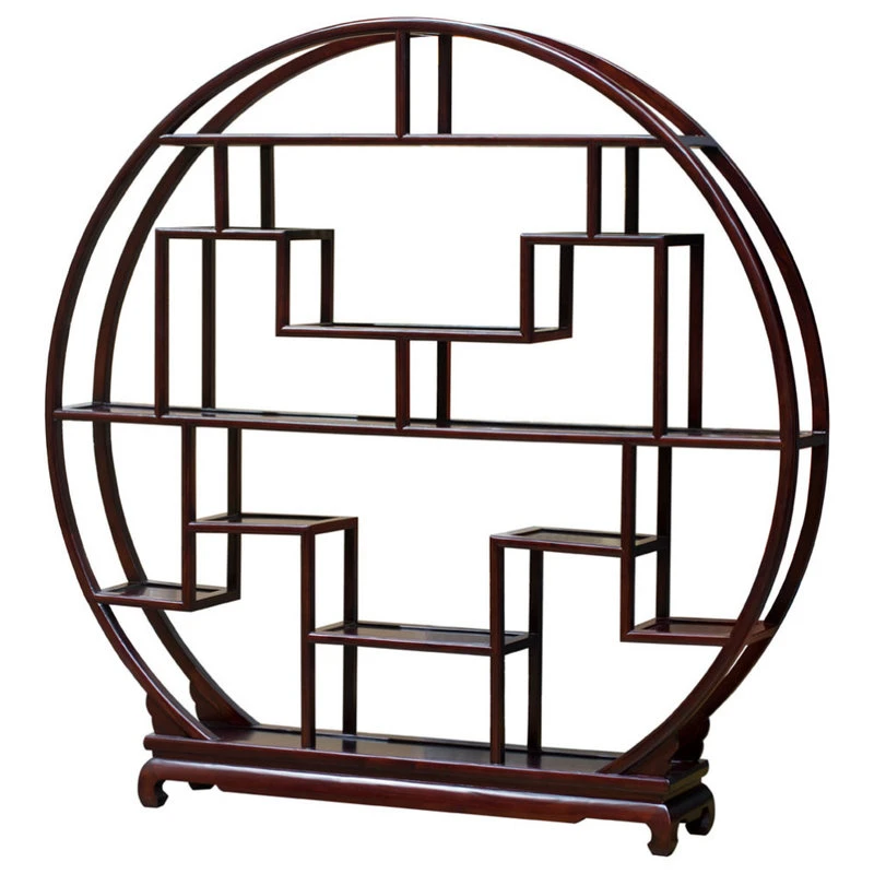 China Furniture And Arts Dark Cherry Grand Elmwood Asian Moon Curio Stand 1 China Furniture And Arts Dark Cherry Grand Elmwood Asian Moon Curio Stand