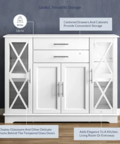 Belleze Ryland 47" Wood Storage Sideboard Buffet Cabinet Console Table, White -Palace-shop b7f1b55702d77921 0373 w800 h800 b0 p0