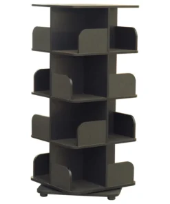 Pilaster Designs Oneonta Revolving Bookcase Tower Display Unit, Wood, Black, 4 Tier
