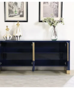 Meridian Furniture Florence Lacquer Sideboard/Buffet With Gold Finish, Navy -Palace-shop b981311302740c82 6414 w800 h800 b0 p0