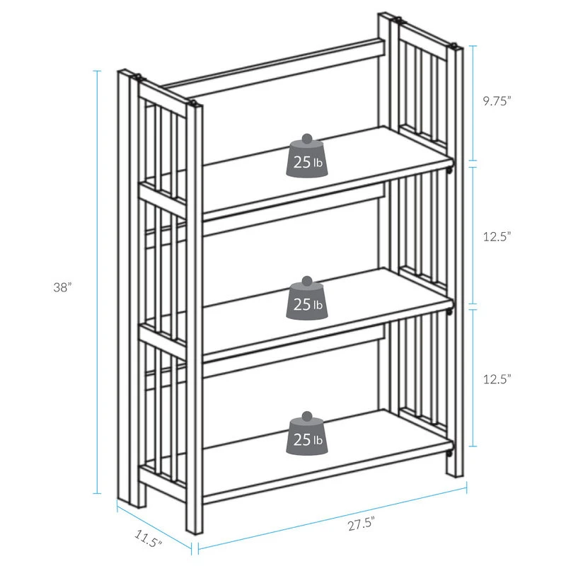 Casual Home 3 Shelf Folding Bookcase, Espresso, Large, 3 Shelf 10 Casual Home 3 Shelf Folding Bookcase, Espresso, Large, 3 Shelf - Image 10