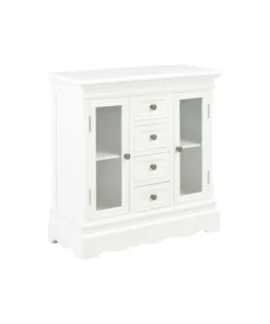 Vida XL International B.V. VidaXL Solid Pine Wood Sideboard White 27.6" Sturdy Storage Cabinet Furniture