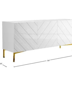 Meridian Furniture Collette Sideboard/Buffet, White, Gold Base -Palace-shop ba517b0002740cc8 6466 w800 h800 b1 p0