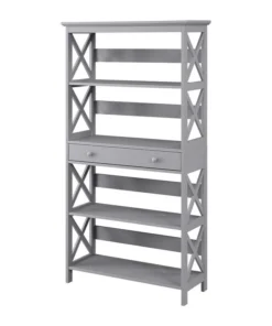 Convenience Concepts Oxford Five-Tier Bookcase With Drawer In Gray Wood Finish -Palace-shop bcd176040de5f5d5 3603 w800 h800 b1 p0