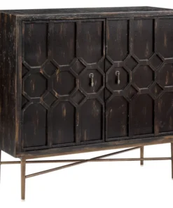 Olliix Madison Park Hanley Distressed 2-Door Accent Chest Cabinet, Black